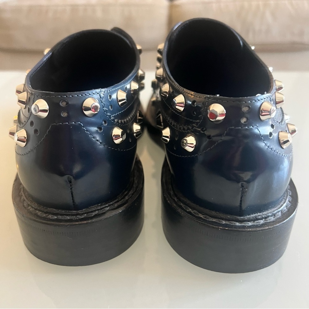BALENCIAGA Studded Wingtip Platform Loafers Blue Leather Shoes - Picture 4 of 15